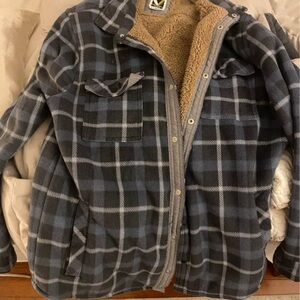 Plaid Fleece Jacket with Sherpa Lining